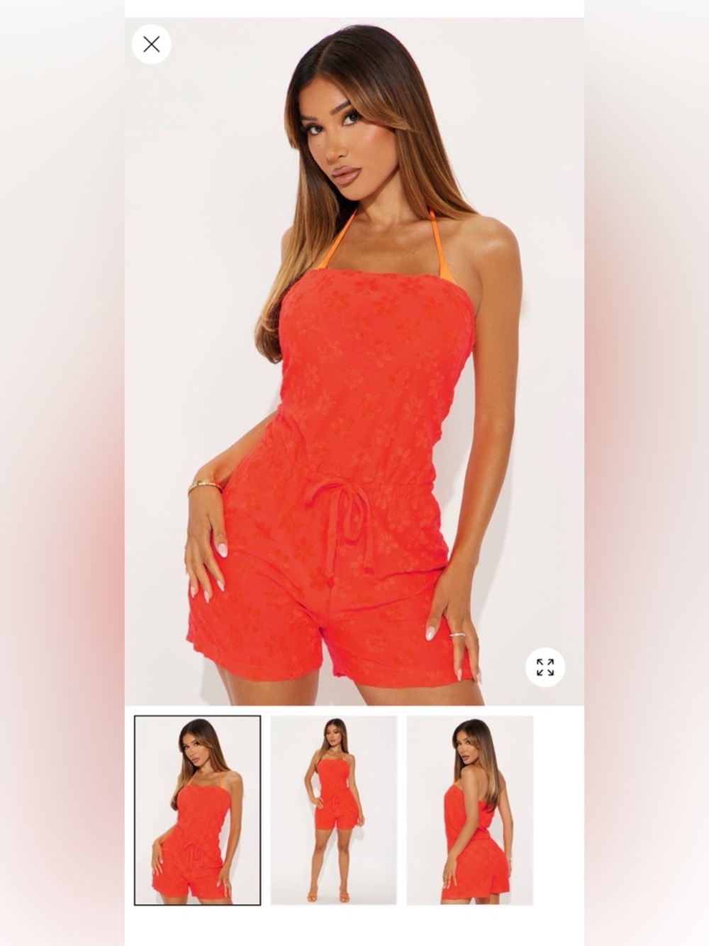 Fashion Nova Orange Floral Beach Coverup Romper